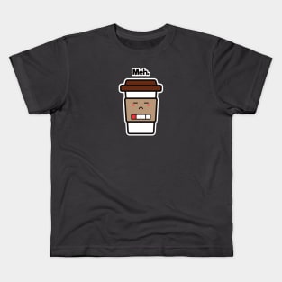 Meh. | Coffee Cup | Charging | Low Battery | Cute Kawaii | Dark Gray Kids T-Shirt